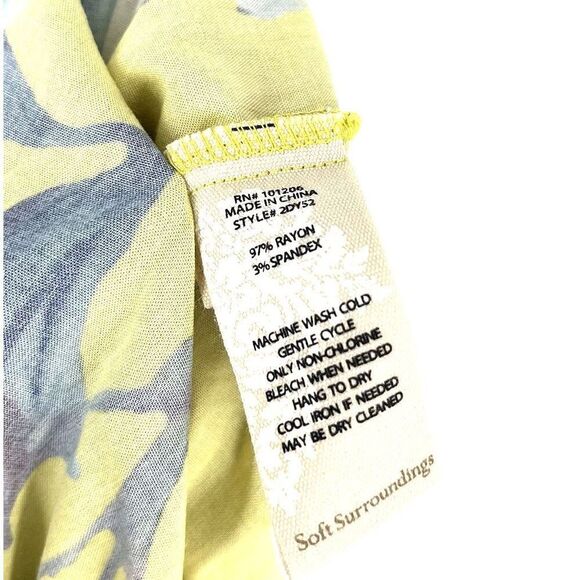 Soft Surroundings Dress Size Large Maise Yellow Floral Print Smock Maxi Cottage - Picture 8 of 8